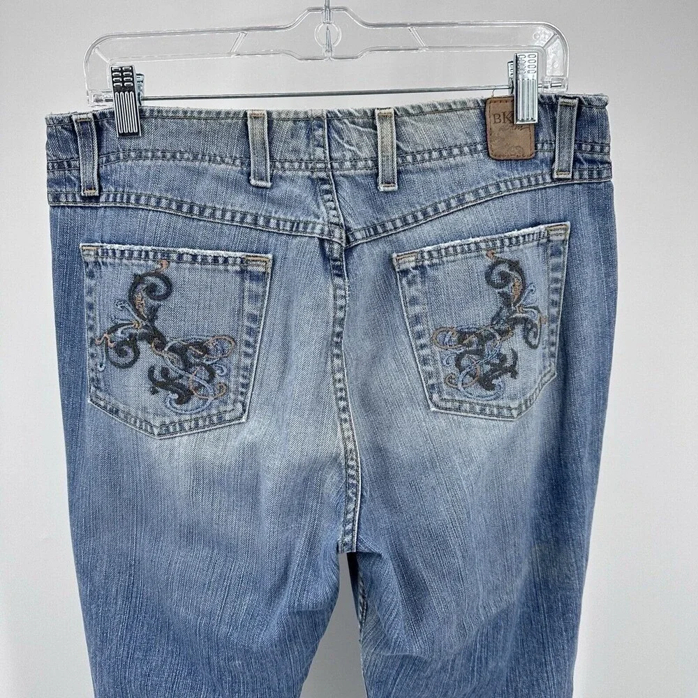 BKE Denim Women 32x29 Bootcut Jeans Medium Wash Embroidered Pockets  Mid Rise